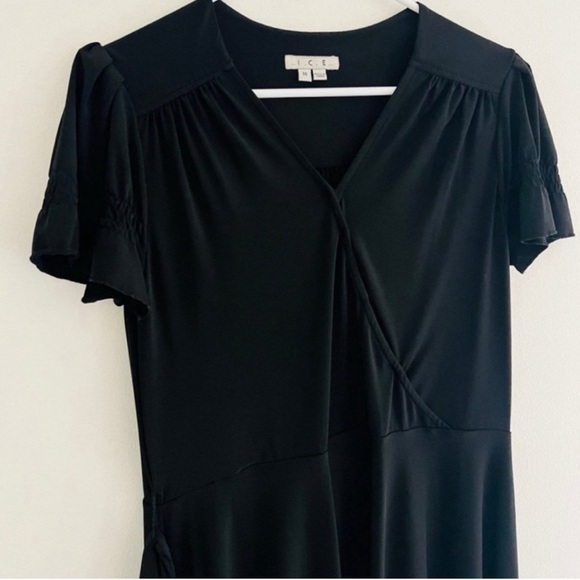 Vintage 90s ICE Black Midi Dress 14 - Picture 2 of 4